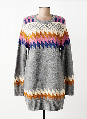 Robe pull coupe droite manches longues gris CISO femme
