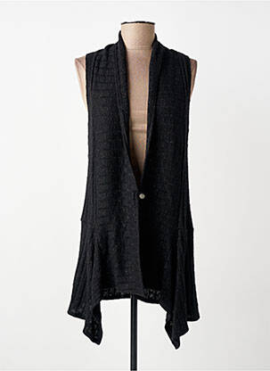 Gilet sans manche coupe droite noir FRANCK ANNA femme