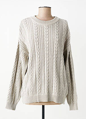 Pull coupe droite manches longues beige ORIENTIQUE NATURALLY femme