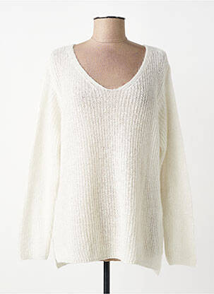 Pull coupe droite manches longues blanc L'ATELIER D'ANNA femme