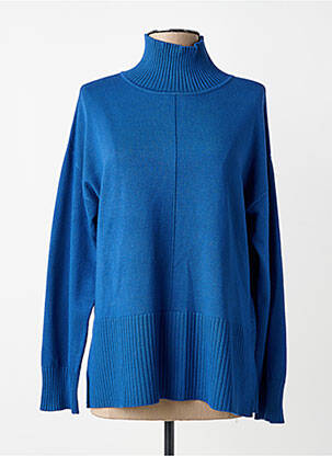 Pull col roulé coupe droite manches longues bleu JENSEN femme