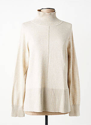 Pull col roulé coupe droite manches longues beige JENSEN femme