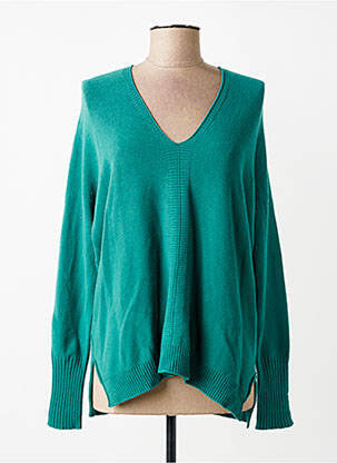 Pull coupe droite manches longues vert LA FEE MARABOUTEE femme
