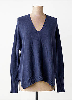 Pull coupe droite manches longues bleu LA FEE MARABOUTEE femme