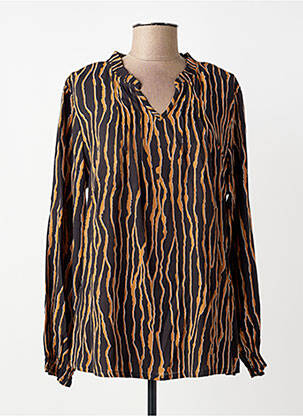 Blouse tissage popeline manches longues noir CISO femme