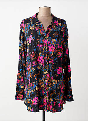 Chemisier imprimé fantaisie manches longues noir CISO femme