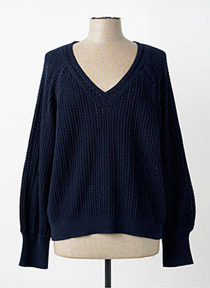 Pull maille ajourée manches longues bleu C'EST BEAU LA VIE femme