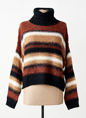 Pull maille tricot manches longues marron LA FEE MARABOUTEE femme