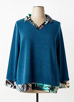 Pull col v manches longues vert GUY DUBOUIS femme