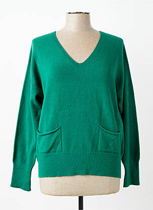 Pull col v manches longues vert L'ATELIER D'ANNA femme