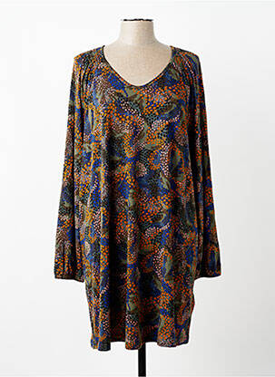 Robe mi-longue imprimé fantaisie manches longues bleu CISO femme