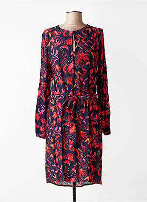 Robe mi-longue imprimé fantaisie manches longues bleu LA FEE MARABOUTEE femme