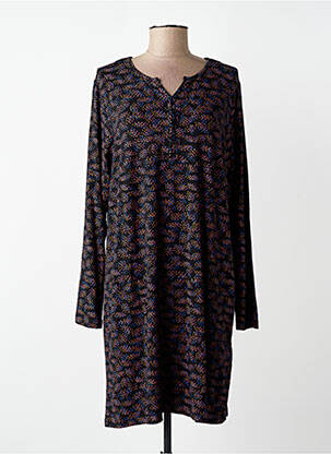 Robe mi-longue imprimé fantaisie manches longues noir CISO femme