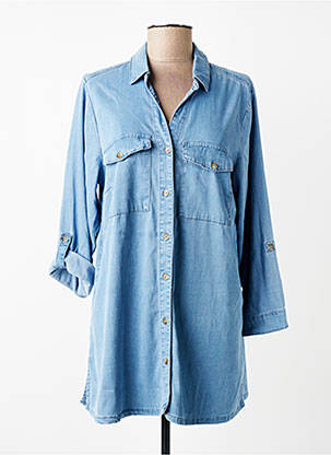 Tunique manches longues col chemisier bleu CISO femme