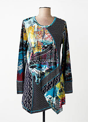 Tunique manches longues imprimé fantaisie noir ORIENTIQUE NATURALLY femme