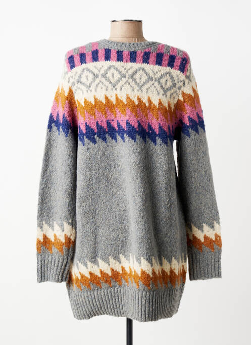 Robe pull coupe droite manches longues gris CISO femme