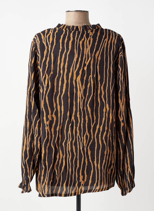 Blouse tissage popeline manches longues noir CISO femme