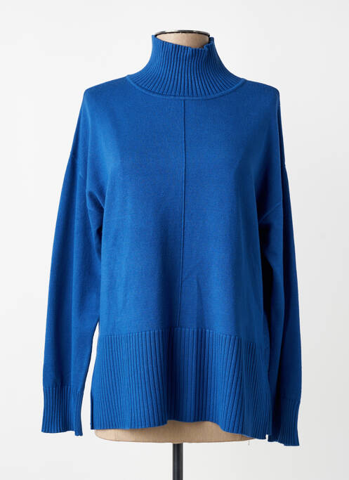 Pull col roulé manches longues manches longues bleu JENSEN femme