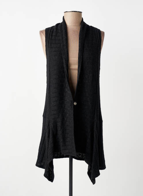 Gilet sans manche maille fine noir FRANCK ANNA femme