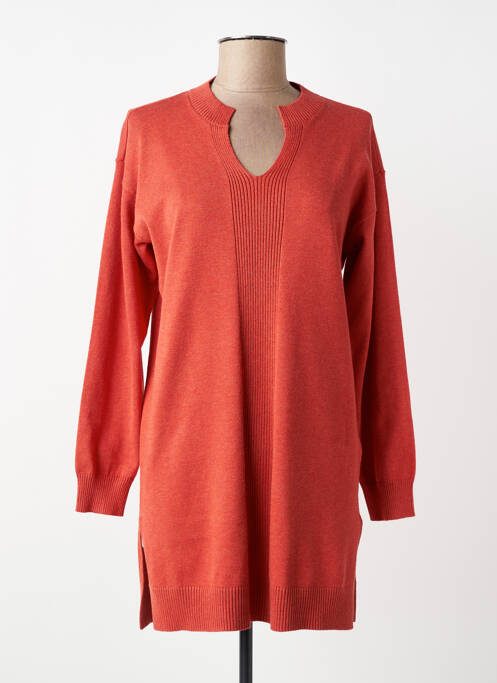 Pull tunique manches longues manches longues orange JENSEN femme