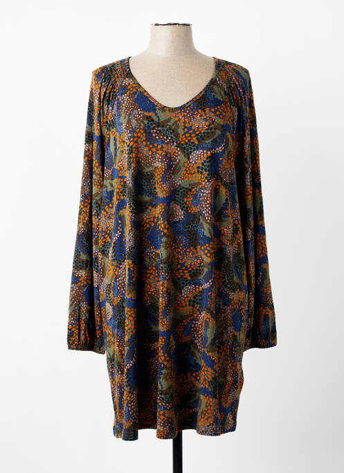 Robe mi-longue imprimé fantaisie manches longues bleu CISO femme