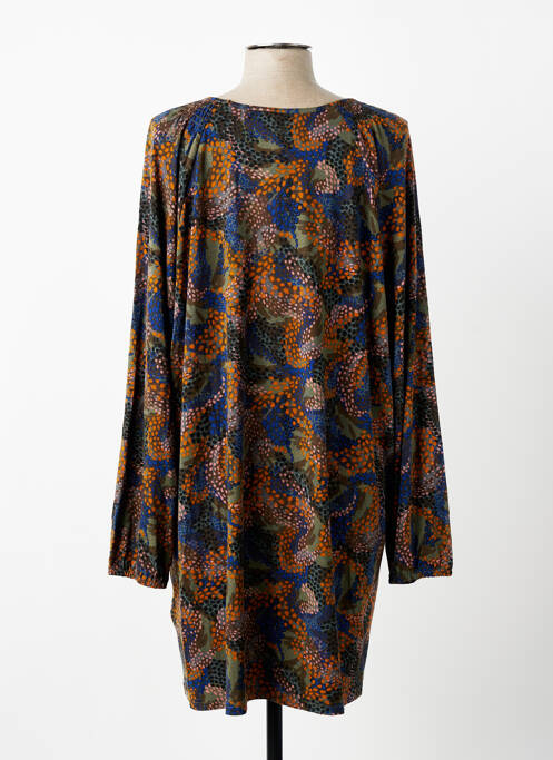 Robe mi-longue imprimé fantaisie manches longues bleu CISO femme