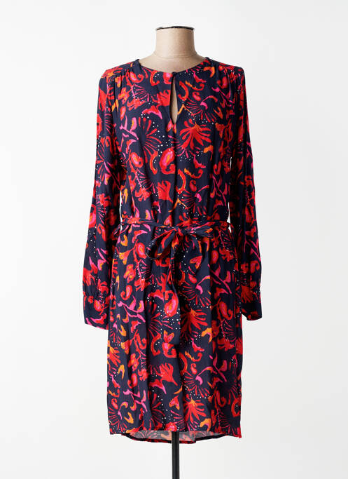 Robe mi-longue imprimé fantaisie manches longues bleu LA FEE MARABOUTEE femme