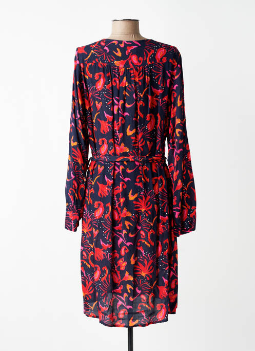 Robe mi-longue imprimé fantaisie manches longues bleu LA FEE MARABOUTEE femme
