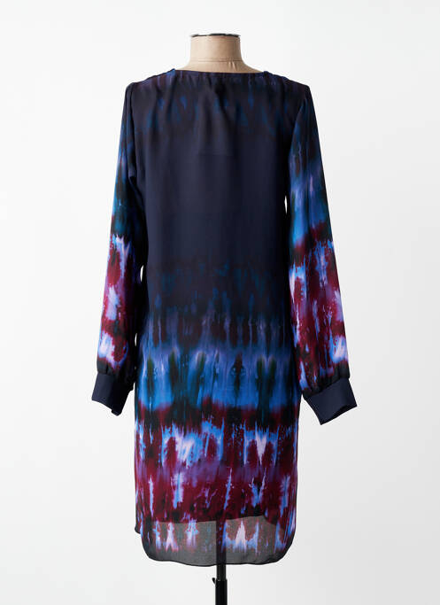 Robe mi-longue imprimé fantaisie manches longues bleu LA FEE MARABOUTEE femme