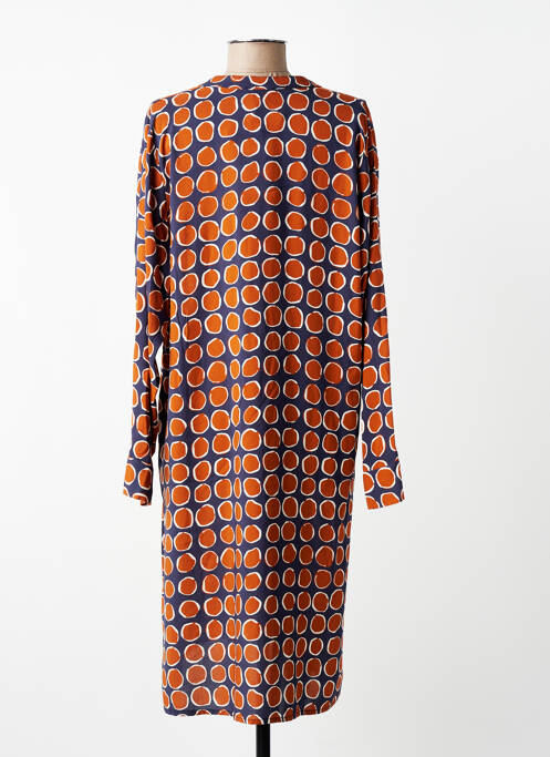 Robe mi-longue imprimé fantaisie manches longues bleu LA FEE MARABOUTEE femme