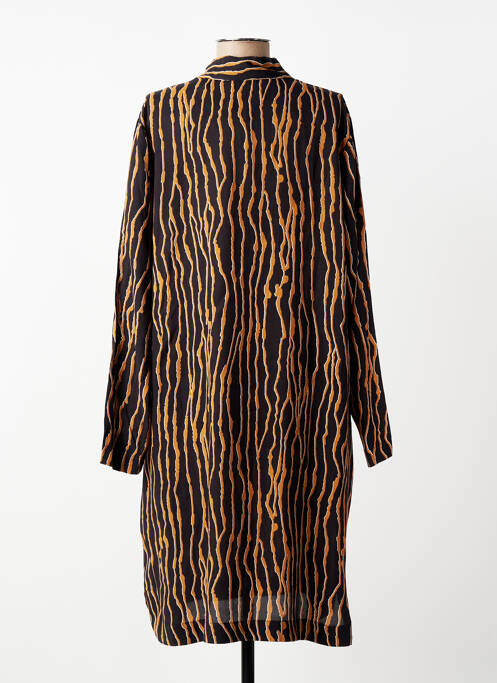 Robe mi-longue imprimé fantaisie manches longues marron CISO femme