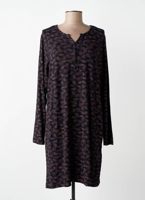 Robe mi-longue imprimé fantaisie manches longues noir CISO femme