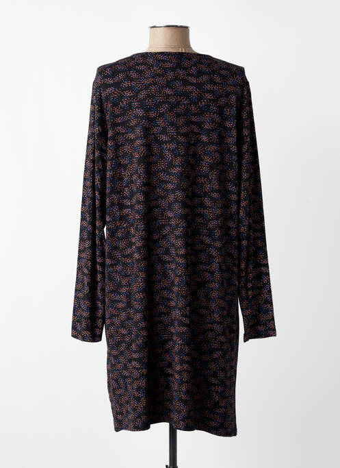 Robe mi-longue imprimé fantaisie manches longues noir CISO femme