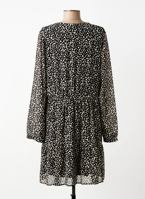Robe mi-longue imprimé fantaisie manches longues noir LA FEE MARABOUTEE femme