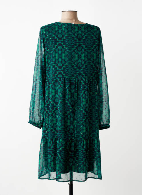 Robe mi-longue imprimé fantaisie manches longues vert LA FEE MARABOUTEE femme