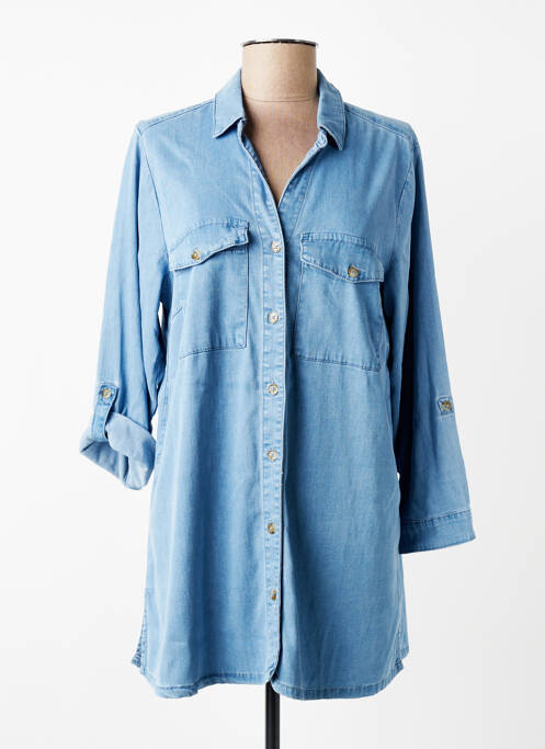 Tunique manches longues col chemisier bleu CISO femme