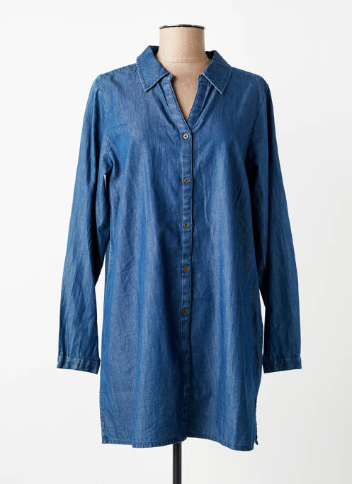 Tunique manches longues col chemisier bleu CISO femme