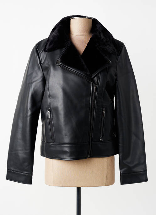Veste simili cuir coupe cintrée noir C'EST BEAU LA VIE femme