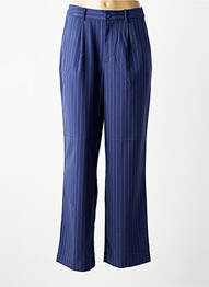 Pantalon large fermeture zippée sous rabat boutonné taille haute bleu ICHI femme