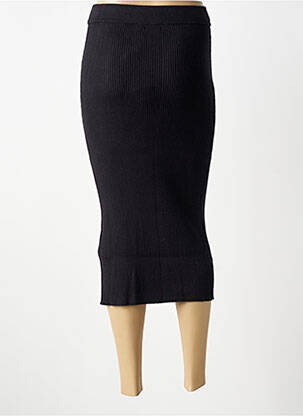 Jupe mi-longue stretch noir ICHI femme