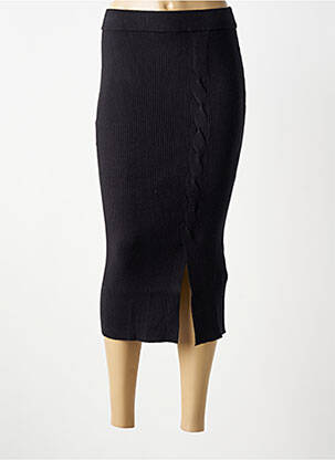 Jupe mi-longue taille normale noir ICHI femme