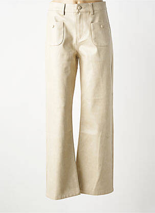 Pantalon flare taille à pinces taille haute beige ONADO femme