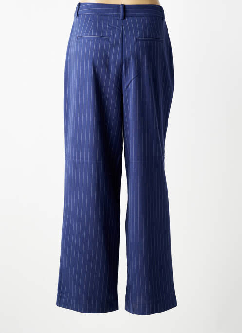 Pantalon large fermeture zippée sous rabat boutonné taille haute bleu ICHI femme