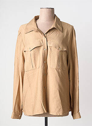 Chemisier tissage crêpe manches longues beige HALOGENE femme