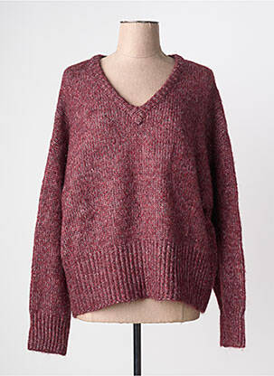 Pull tissage chiné manches longues rouge KAFFE femme
