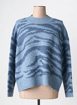 Pull tissage chiné manches longues bleu KAFFE femme