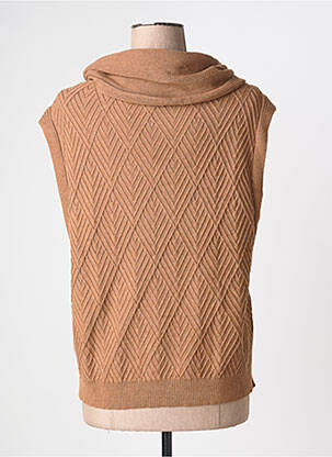 Pull stretch sans manche marron MARBLE femme