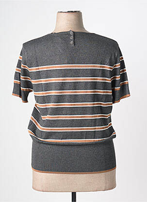 Pull tissage chiné manches courtes gris MARBLE femme