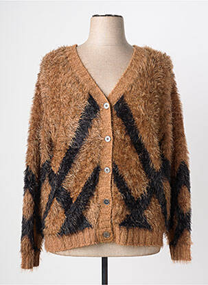 Gilet manches longues resserrée sur le bas marron MARBLE femme