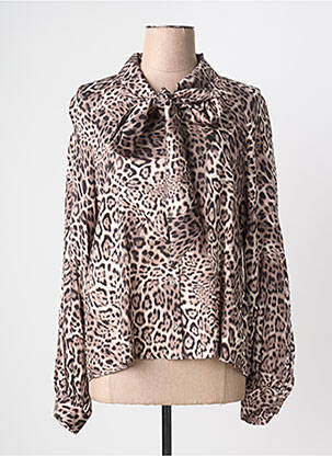 Chemisier tissage crêpe manches longues marron TUZZI femme